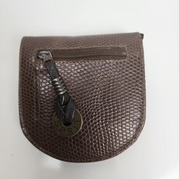 Esprit Two-Toned Faux Snakeskin Design Leather Zip & Button Coin Purse Wallet - Picture 2 of 8